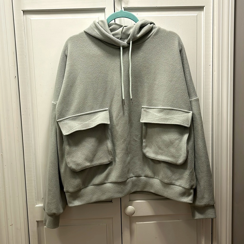 ✨ ADIKA ✨ Biggie Oversized Sweatshirt Hoodie Light Green Soft Corduroy